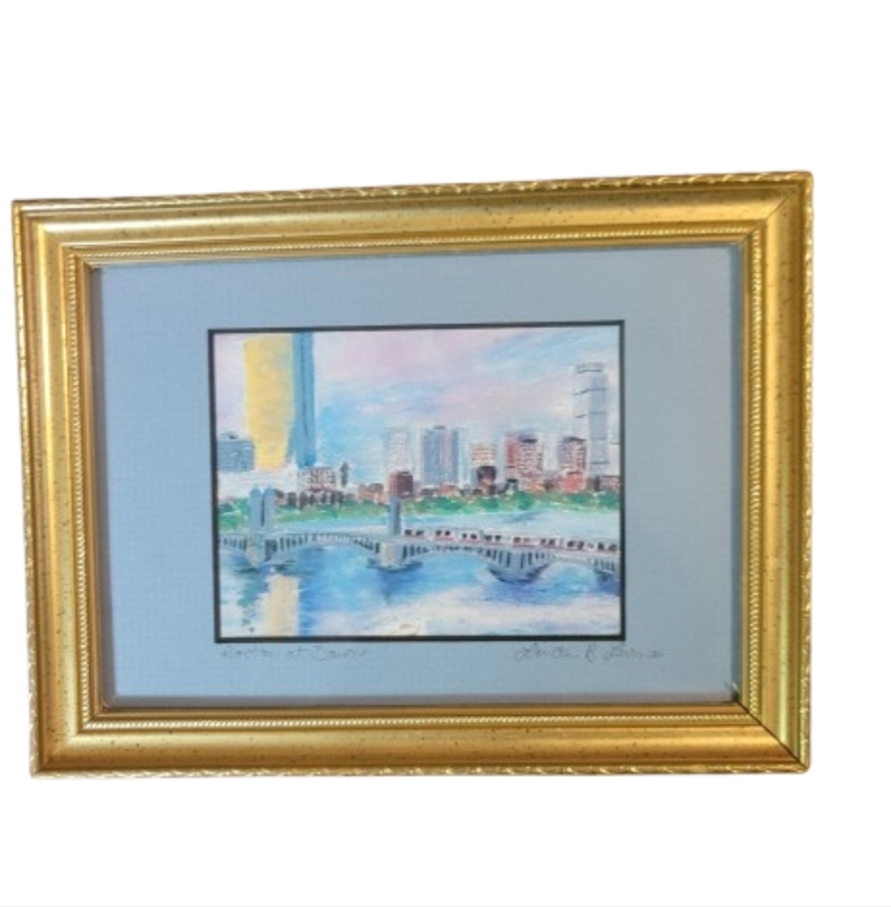 LINDA B LIERNER Framed Cityscape Painting with Gold Frame